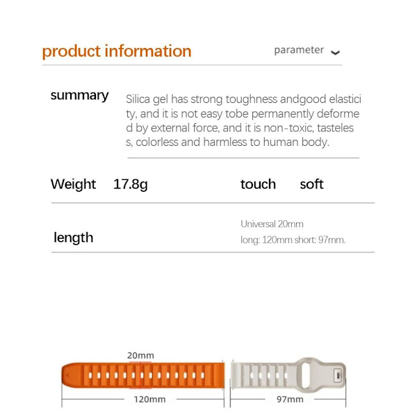 Watch Smart Watch 20MMORANGE ORANGE 20mmOrange