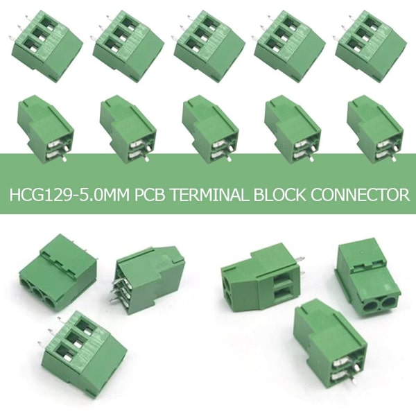 5 st PCB terminalblockskontakt HCG129-5.0mm GRÖN 3P-5PCS Green 3P-5pcs-3P-5pcs