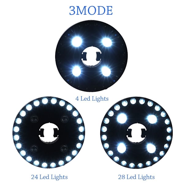 24+4 Led paraplylys campinglys