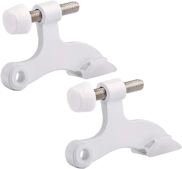 Justerbar dörrstopp med gångjärnstapp, 2-pack, kraftig vit väggskydd