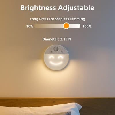LED-nattlampa med rörelsesensor och 4 ansiktsuttryck, 2-pack 3000K