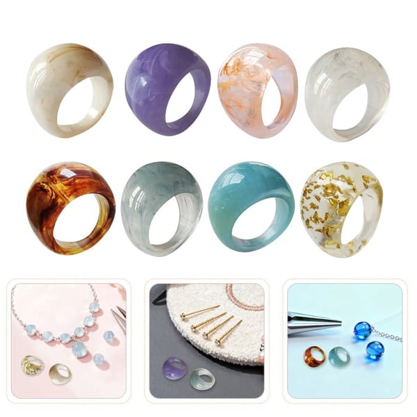 8 st Akryl Pekfinger Ringar för Kvinnor Chunky Statement Resin Knogar 1x
