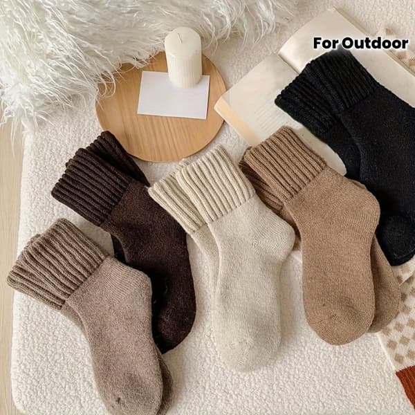 Dam 6-pack vintervarma strumpor - extra tjock krage, neutral färg 3 对（随机颜色） one-size