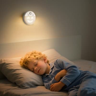 LED-nattlampa med rörelsesensor och 4 ansiktsuttryck, 2-pack 3000K