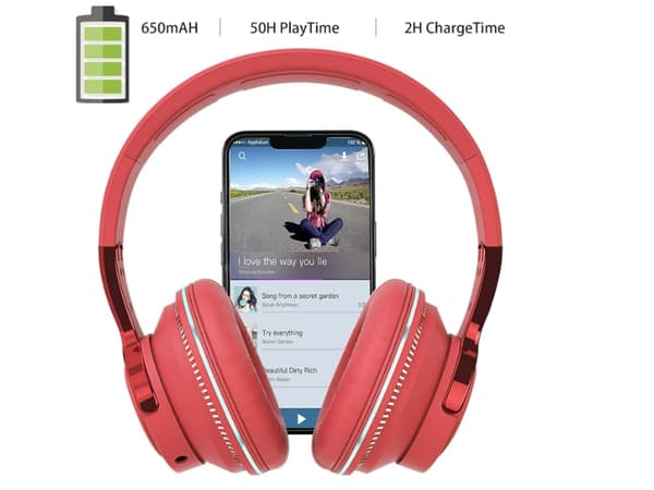 YEMAESRE H2 Röda LED-lampor Vikbara Bluetooth Over-Ear Hörlurar med Mikrofon