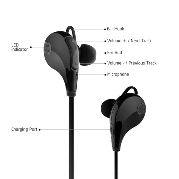 Wireless Headphones: Sport, Training & Powerful Battery Black