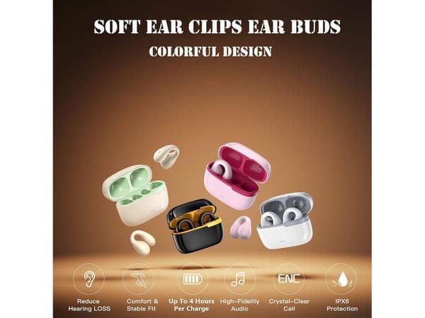 Benledningshörlurar Bluetooth Beige