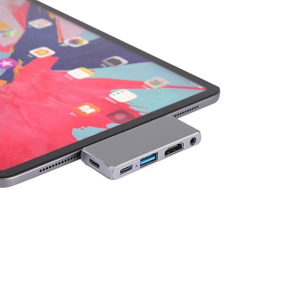USB-C Hub: 5-i-1 Anslutning, HDMI, Ström & Ljud Grå