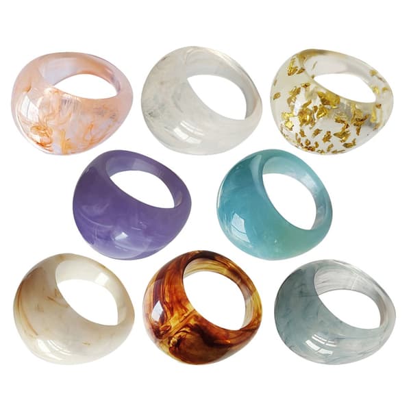 8 st Akryl Pekfinger Ringar för Kvinnor Chunky Statement Resin Knogar 4x