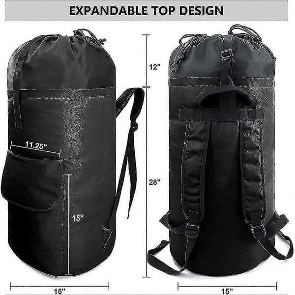 Laundry Bag Extra Large 115 Liter Black Laundry Backpack with Padded Shoulder Straps