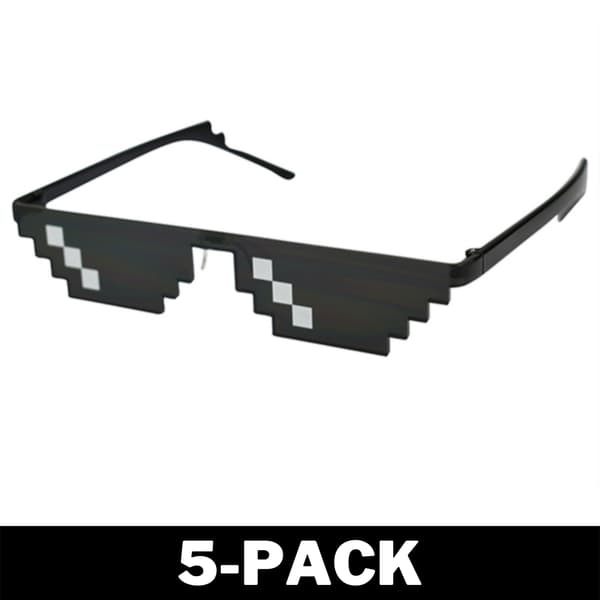 Svarta Thug Life Glasögon Meme Solglasögon Pixel 16bit Svart 1-Pack 1-Pack
