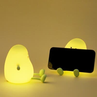 Silikon Gel LED Rörelsesensor Tecknad Grön Mango Nattlampa Notering