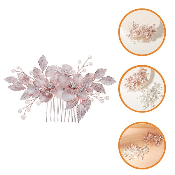 3 st Brud Bröllop Hårkam Blomma Löv Hårkam Elegant Brudhåraccessoarer Silver 12X6X1CM