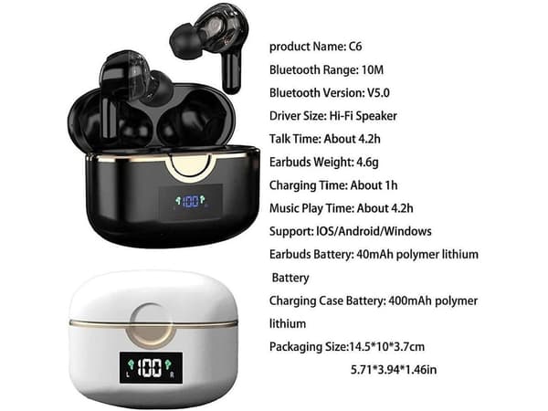 Touch Control In-Ear Bluetooth Hörlurar Svart