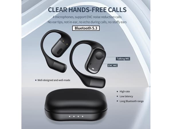 Öppna Hörlurar Luftledning Mikrofoner Ljudkvalitet Bas Bluetooth Premium Beige