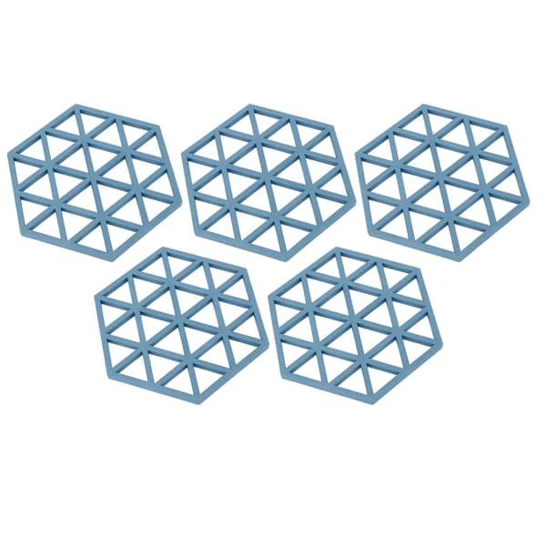 1-pack silikon hexagonunderlägg värmeisolerande tallriksunderlägg för matbord blå