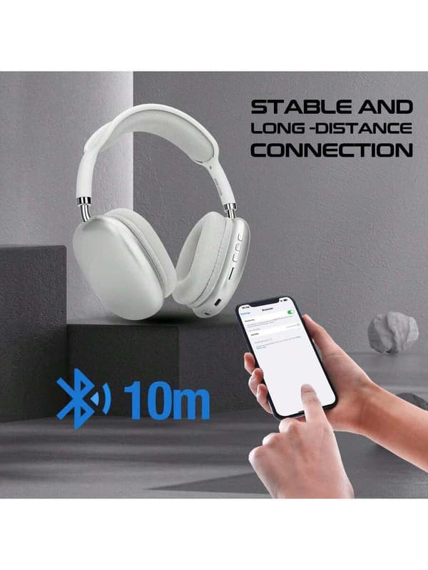 P5 Over Ear Bluetooth Hörlurar Trådlösa, Justerbart Lättviktigt Headset Med Mikrofon, Bluetooth 5.3 Silver