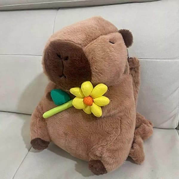 Plyschväska ryggsäck formad som capybara, plyschryggsäck E E