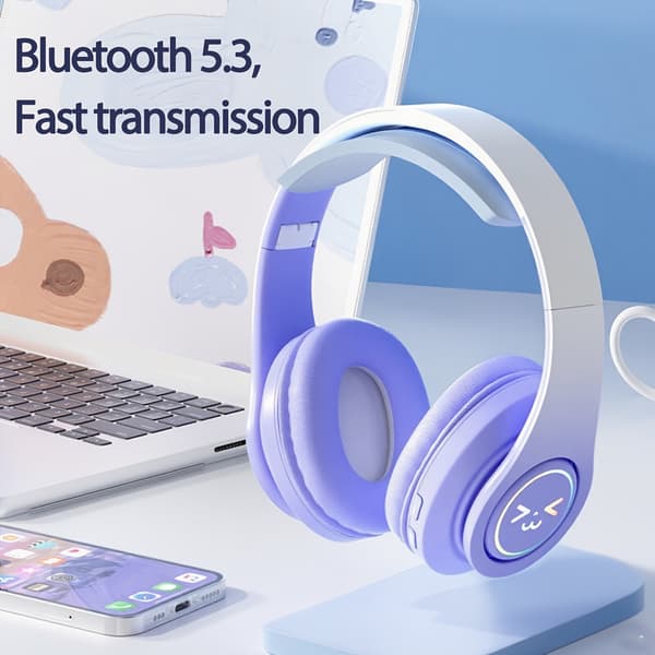 Hörlurar, brusreducerande hörlurar, lång standbytid, lång batteritid, högkvalitativ gradientdesign Gradient pink