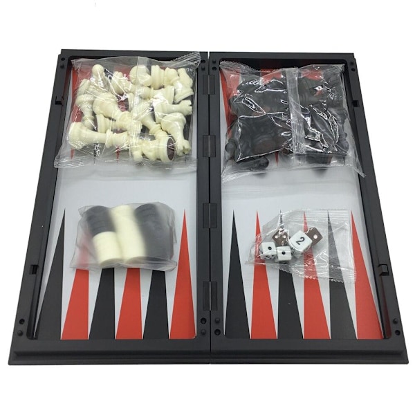 3-in-1 Compact Travel Game Set: Chess, Backgammon, Checkers Multicolor