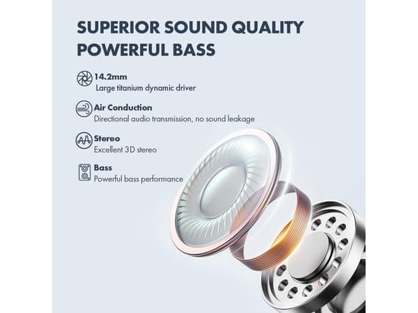 Öppna Hörlurar Luftledning Mikrofoner Ljudkvalitet Bas Bluetooth Premium Beige