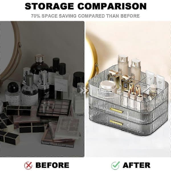 Large Stackable Drawer Makeup Organizer, Skincare & Cosmetic Storage, Dustproof Bathroom Storage