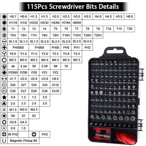 135 i 1 Magnetisk Precisionsskruvmejselset Torx Bit Kit Telefon PC Reparationsverktyg Black