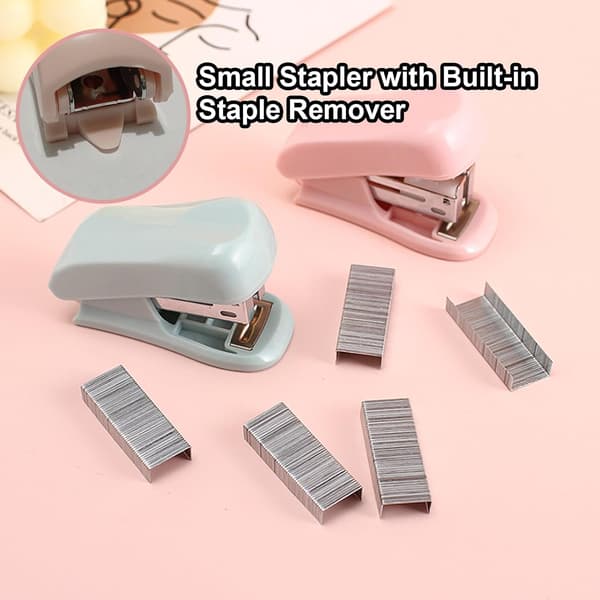 Compact Stapler Set with 2-Pack Staples & Staple Remover, 25 Sheet Capacity Includes Staples, for Use in Office School Home, Pink & Green