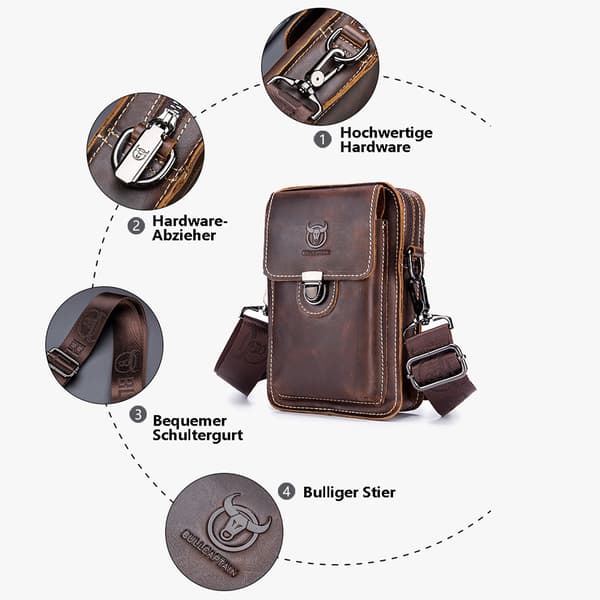 Läder Crossbody Väska för Män - Brun