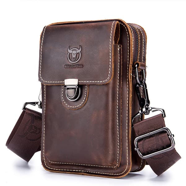 Läder Crossbody Väska för Män - Brun