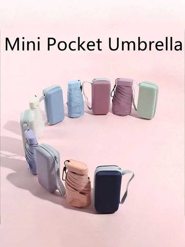 Litet hopfällbart paraply, Mini ficka Vattentätt bärbart reseparaply Multicolor White