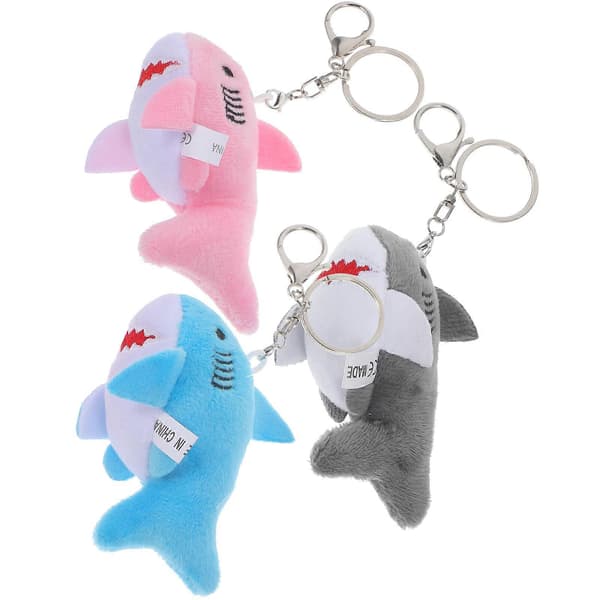 3 pcs Stuffed Animals Keychain Soft Shark Plush Hanging Pendant Shark Stuffed Shark Plush Keychain