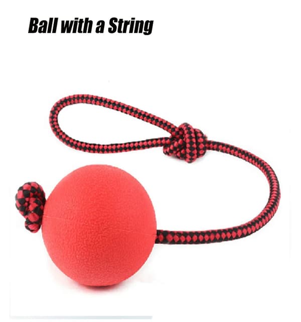 Hundleksak Tålig Solid Elastisk TPR Husdjursboll Tuggleksak Tålig Boll Med Snöre Red solid ball L 6 cm