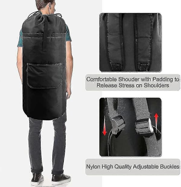 Laundry Bag Extra Large 115 Liter Black Laundry Backpack with Padded Shoulder Straps