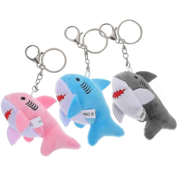 3 pcs Stuffed Animals Keychain Soft Shark Plush Hanging Pendant Shark Stuffed Shark Plush Keychain