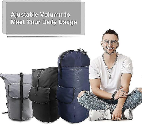 Laundry Bag Extra Large 115 Liter Black Laundry Backpack with Padded Shoulder Straps