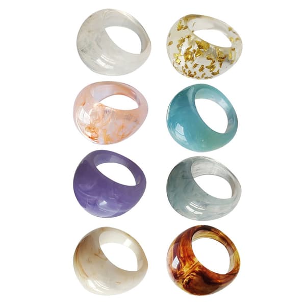 8 st Akryl Pekfinger Ringar för Kvinnor Chunky Statement Resin Knogar 4x