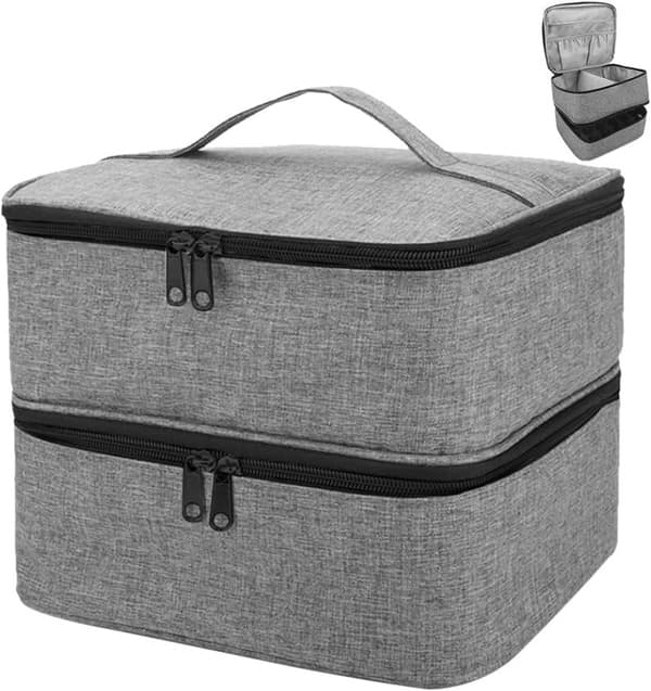 Nagellack Organizer Väska, Nagellacksförvaring Rymmer 30 Flaskor (0,5 fl oz) Nagellampa Nagellack Grå Gray