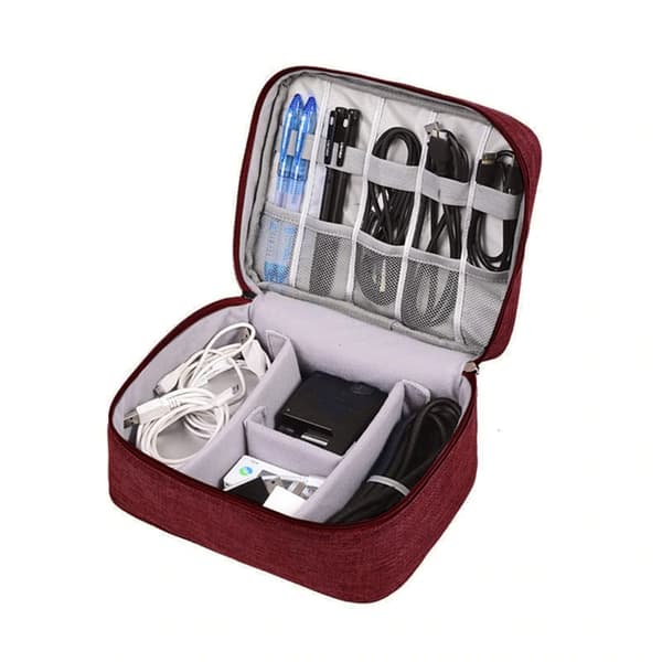 Practical Electronics Bag: 9 Compartments, Adjustable Walls Red
