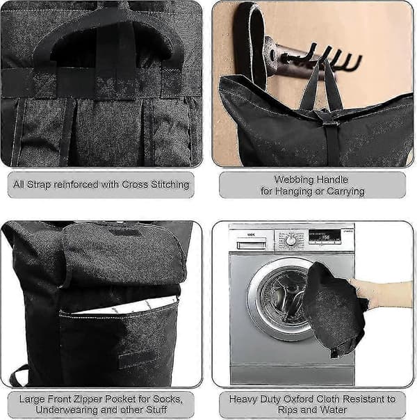 Laundry Bag Extra Large 115 Liter Black Laundry Backpack with Padded Shoulder Straps
