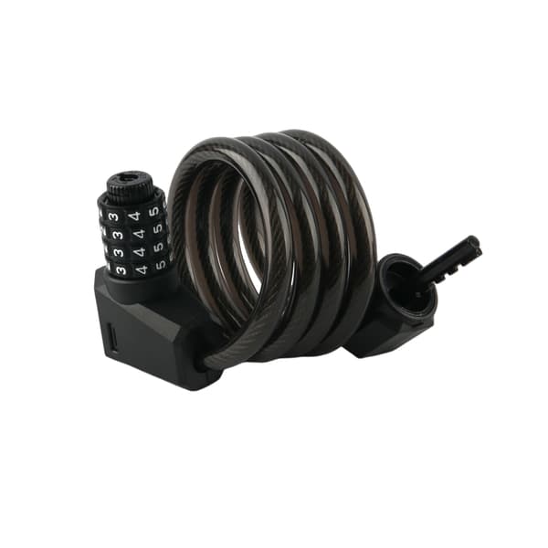 Bike Lock, Black Cable Lock, with LED Night Light, 4-Digit Numeric Lock, 2 Keys, Approx.