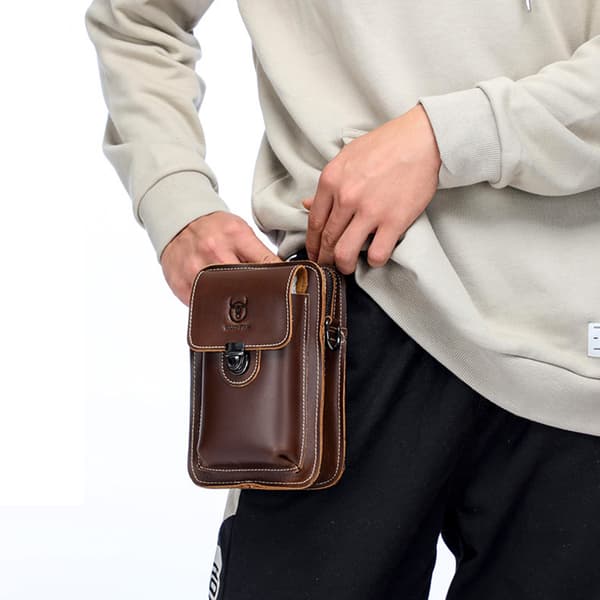 Läder Crossbody Väska för Män - Brun