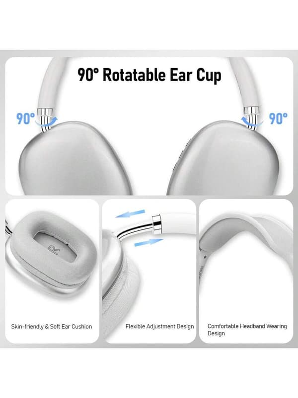 P5 Over Ear Bluetooth Hörlurar Trådlösa, Justerbart Lättviktigt Headset Med Mikrofon, Bluetooth 5.3 Silver