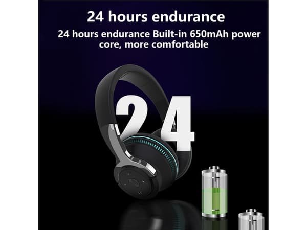 H2 Over-Ear Bluetooth Hörlurar Hopfällbara Hifi Stereo Hörlurar Svart