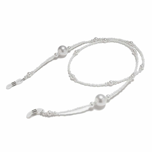Glasögonsnodd med pärlor - Vit white
