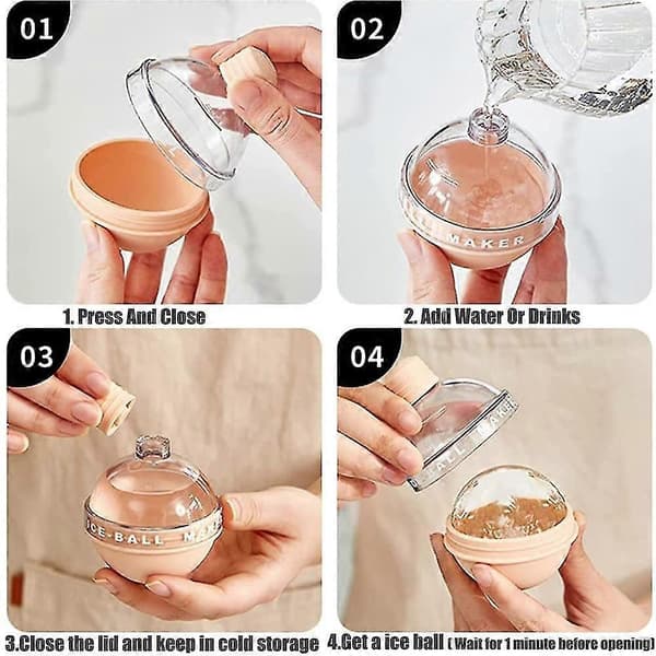 4-pack isbollsform, whiskyisform, silikonisbitsbricka, sfärisk isform för whisky och cocktails