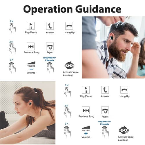 Universella Mini Bluetooth 5.0 Hörlurar Headset Handsfree Samtal Musik White