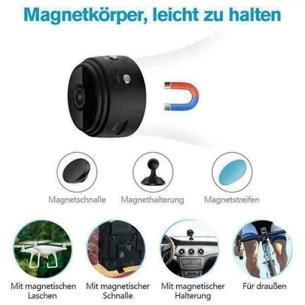 MAVURA » Rheinwing 1080p WiFi magnetisk minikamera spionkamera fuld HD overvågningskamera mini IP kamera HD netværkskamera