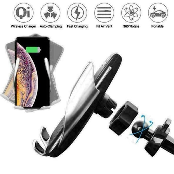 MAVURA »QUAX QI Trådløs Oplader Bil Mobiltelefon Holder Magnetisk Induktion Oplader« Trådløs Oplader Svart