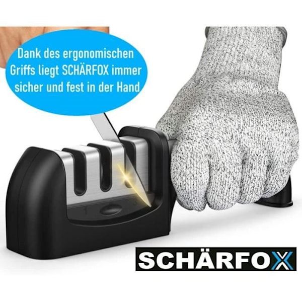 Knivslipare - MAVURA - SCHÄRFOX - 3 nivåer - Ergonomisk - Razor-Sharp Precision